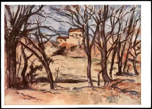 PAUL CÉZANNE  BÄUME UND HÄUSER Künstlerkarte: Gemälde / Kunstwerke 1965