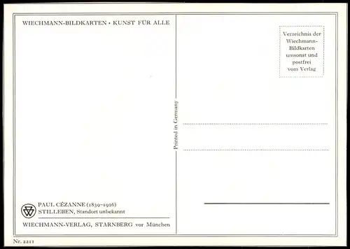 PAUL CÉZANNE (1839-1906) StillebenKünstlerkarte: Gemälde / Kunstwerke 1975