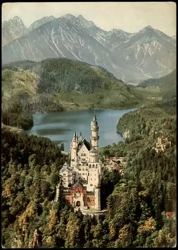 Ansichtskarte Schwangau Schloss Neuschwanstein Blick aus der Vogelschau 1966