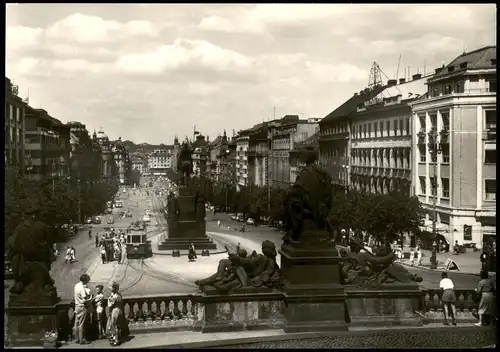 Postcard Prag Praha Wenzelplatz Václavské náměstí 1960