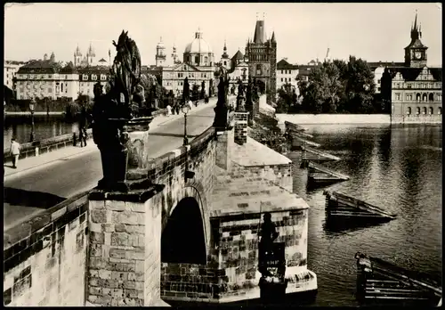 Postcard Prag Praha Karlsbrücke Karlův most Charles Bridge 1961