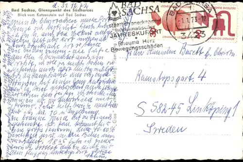 Ansichtskarte Bad Sachsa Blick vom Katzenstein 1972