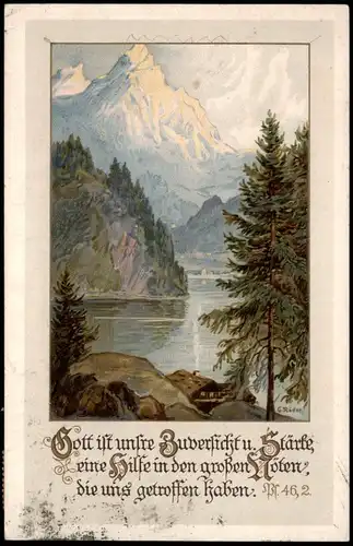 Sprüche/Gedichte (Religion/Kirche) Künstlerkarte Gott ist unsere Zuversicht 1921