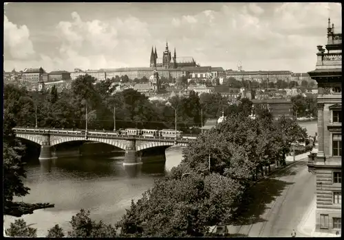 Postcard Prag Praha Panorama-Ansicht Blick zur Prager Burg 1967
