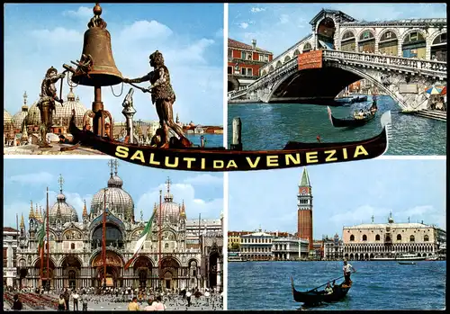 Cartoline Venedig Venezia Mehrbildkarte mit 4 Sehenswürdigkeiten 1968