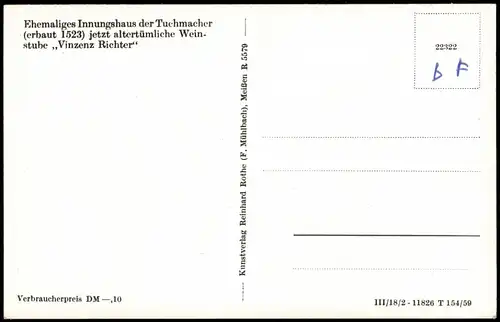 Ansichtskarte Meißen Weinstube Vinzenz Richter 1959