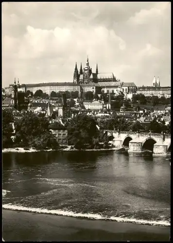 Postcard Prag Praha Panorama Pražského hradu Stadt-Teilansicht 1970