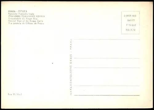 Postcard Prag Praha Panorama Pražského hradu Stadt-Teilansicht 1970