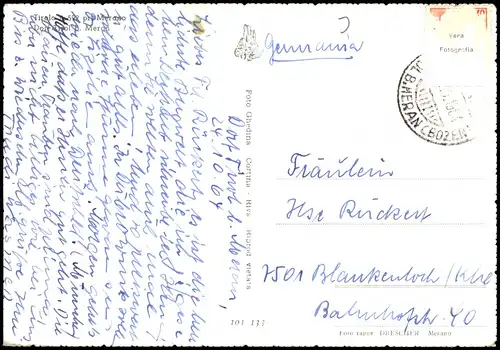 Cartoline Meran Merano Panorama-Ansicht Dorf Tirol b. Meran 1964