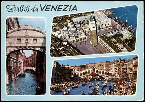 Cartoline Venedig Venezia Mehrbildkarte mit Sehenswürdigkeiten 1965