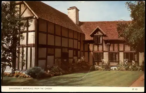 Stratford-upon-Avon SHAKESPEARE'S BIRTHPLACE FROM THE GARDEN 1955
