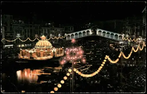Cartoline Venedig Venezia Notturno Festa del Redentore, Nachtansicht 1960