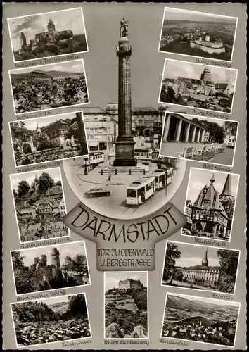 Ansichtskarte Darmstadt Mehrbildkarte mit div. Sehenswürdigkeiten 1960