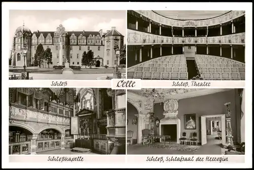 Ansichtskarte Celle Mehrbildkarte mit Schloss Außen- u. Innenansichten 1955