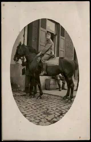 Foto  Militaria WK1 Soldat auf Pferd 1917 Privatfoto
