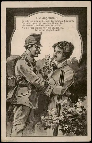 Ansichtskarte  Die Jägerbraut - Militaria WK1 Text 1918