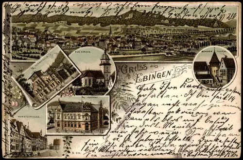 Ansichtskarte Litho AK Ebingen-Albstadt Post, Turnhalle, Straße, Totale 1900