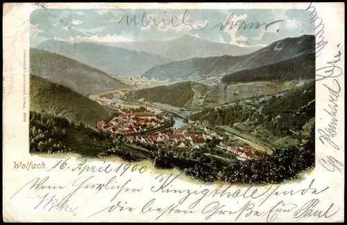 Ansichtskarte Wolfach (Schwarzwald) Blick auf die Stadt 1900