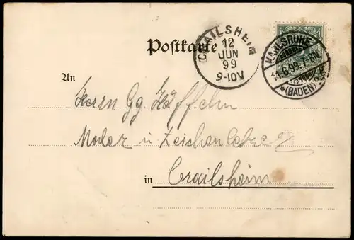 Ansichtskarte Karlsruhe Kaiserstraße - Geschäfte 1899