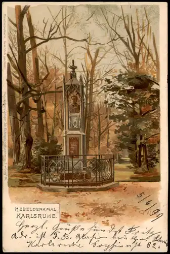 Ansichtskarte Litho AK Karlsruhe Hebeldenkmal 1899