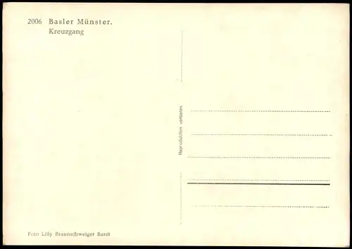Ansichtskarte Basel Basler Münster Kreuzgang 1960