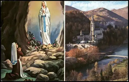 CPA Lourdes Lorda Religiöse 2-Bild-Karte 1975