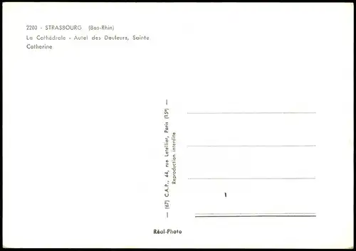 CPA Straßburg Strasbourg Autel des Douleurs, Sainte Catherine 1960