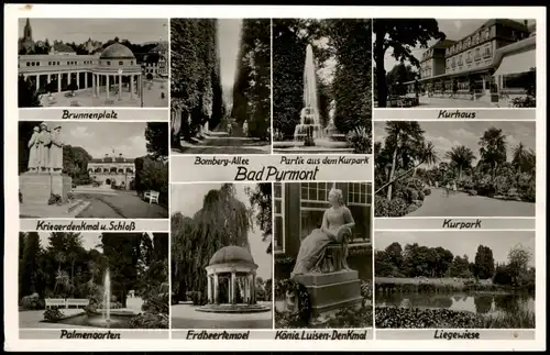 Bad Pyrmont Mehrbildkarte ua. Krieger-Denkmal, Kurhaus, Brunnenplatz uvm. 1960