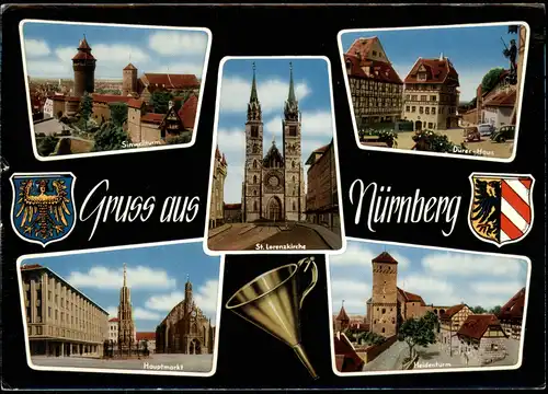 Ansichtskarte Nürnberg Mehrbildkarte mit Stadtteilansichten 1967