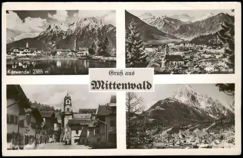 Ansichtskarte Mittenwald Mehrbild-AK mit Orts- und Umlandansichten 1952