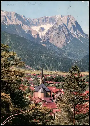 Garmisch-Partenkirchen Bergpanorama 1969  gel. Bahnpoststempel München