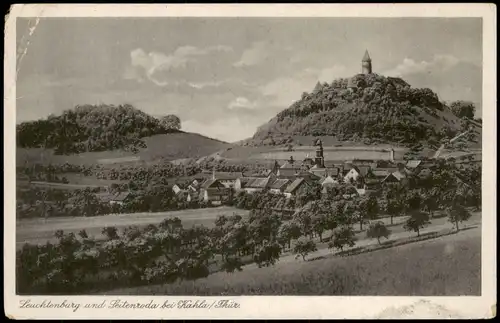 Ansichtskarte Kahla (Thüringen) Panorama Blick zur Leuchtenburg 1930