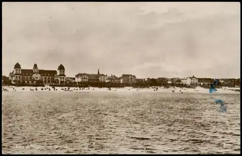 Ansichtskarte Binz (Rügen) Blick auf Strand und Villen vom Meer 1926