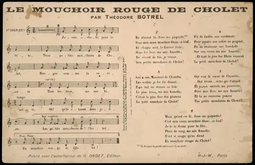 Ansichtskarte  LE MOUCHOIR ROUGE DE CHOLET PAR THÉODORE BOTREL 1926