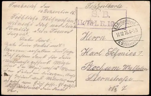 Ansichtskarte  Kinder verschneiter Deich 1916  gel. Feldpoststempel,