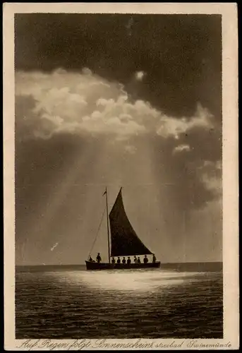 Postcard Swinemünde Świnoujście Segelboot, Sonne - Stimmungsbild 1928