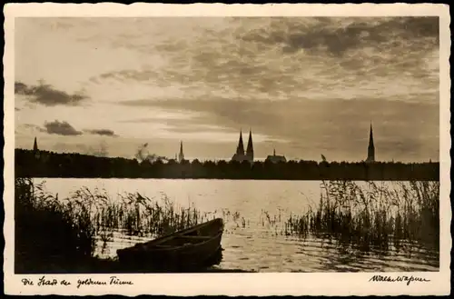 Ansichtskarte Lübeck Silouette der Stadt - Stimmungsbild 1932