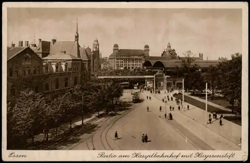 Ansichtskarte Essen (Ruhr) Hauptbahnhof, Straßenaprtie 1922
