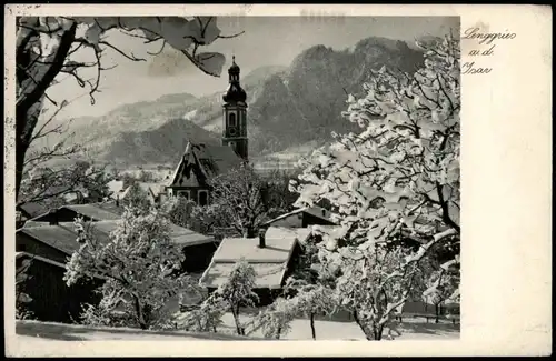 Ansichtskarte Lenggries Stadtpartie im Winter 1938