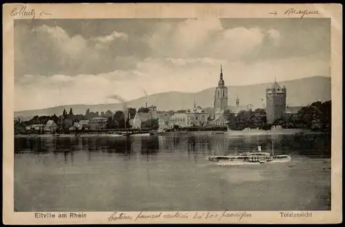Ansichtskarte Eltville am Rhein Totale Dampfer 1917