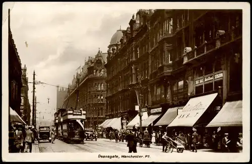 Postcard Manchester Deansgate - Straßenbahn 1927