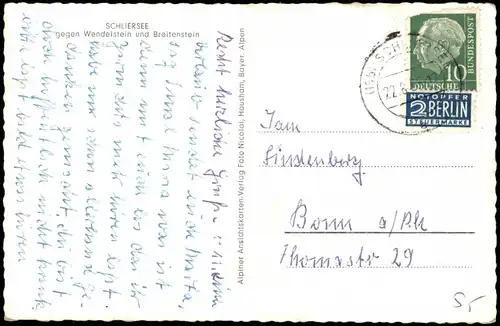 Schliersee Panorama-Ansicht gegen Wendelstein u. Breitenstein 1955