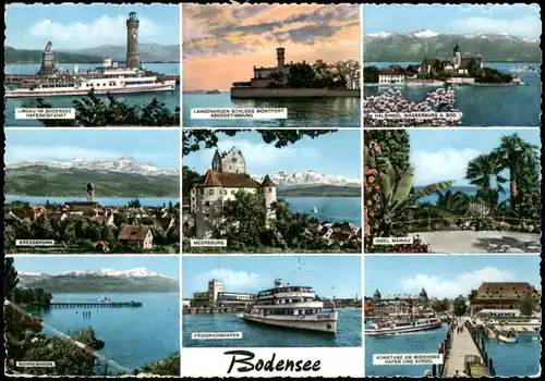 Lindau (Bodensee) Mehrbildkarte mit Orts- u  See-Ansichten 1962   gel Stempel