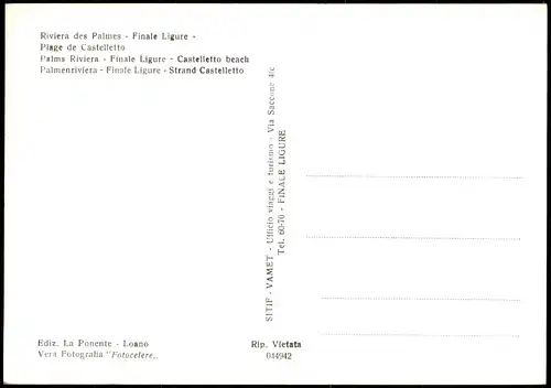 .Ligurien Liguria Riviera des Palmes Finale Ligure Plage de Castelletto 1960