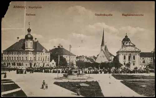 Ansichtskarte Altötting Kapellenplatz, belebt 1923