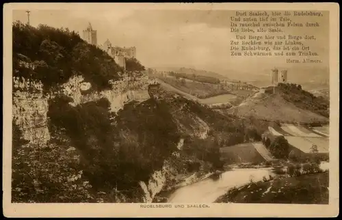 Ansichtskarte Saaleck-Bad Kösen Rudelsburg Panorama Blick mit Saaleck 1915