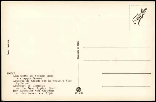 Cartoline Rom Roma Acquedotto di Claudio sulla via Appia Nuova 1930