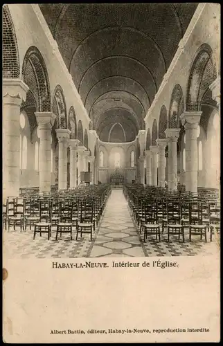 Postkaart Habay-la-Neuve Intérieur de l'Église. 1913