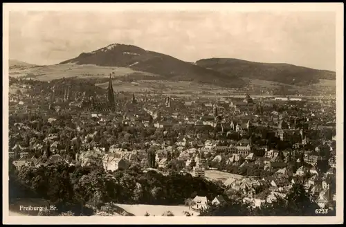 Ansichtskarte Freiburg im Breisgau Blick über die Stadt - Fotokarte 1934