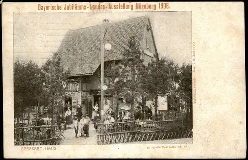 Nürnberg Bayerische  Ausstellung Spessarthaus 1906 gel. Sonderstempel